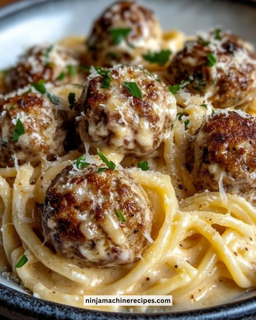 Delicious Garlic Butter Meatballs served with a savory sauce
