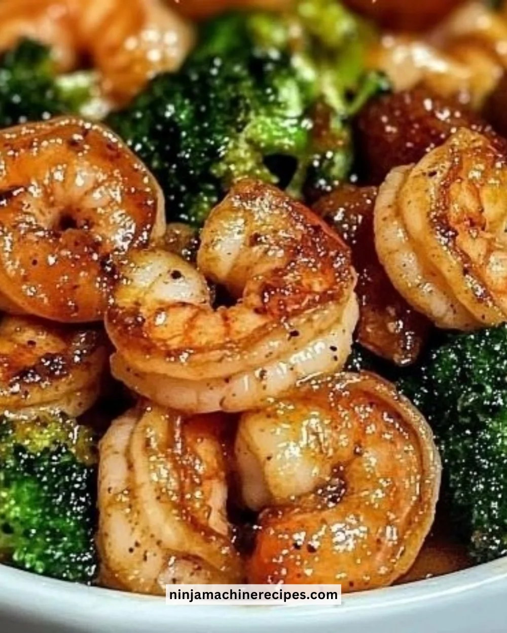 High-protein honey garlic shrimp dish served with vegetables