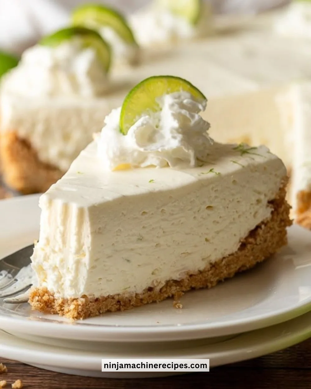 No-bake Key Lime Cheesecake topped with lime zest
