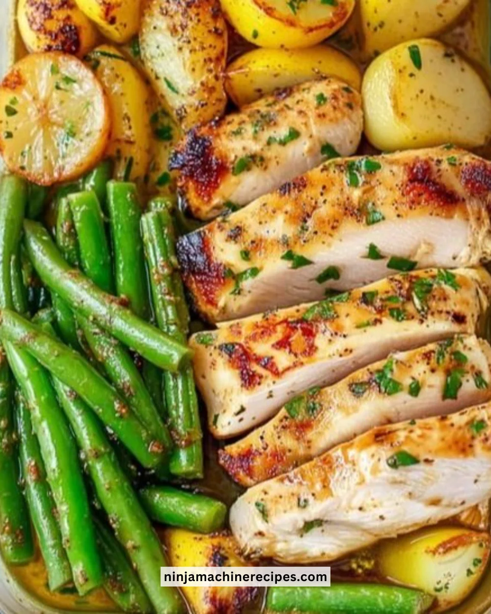Lemon Garlic Chicken Bowl with fresh vegetables and herbs