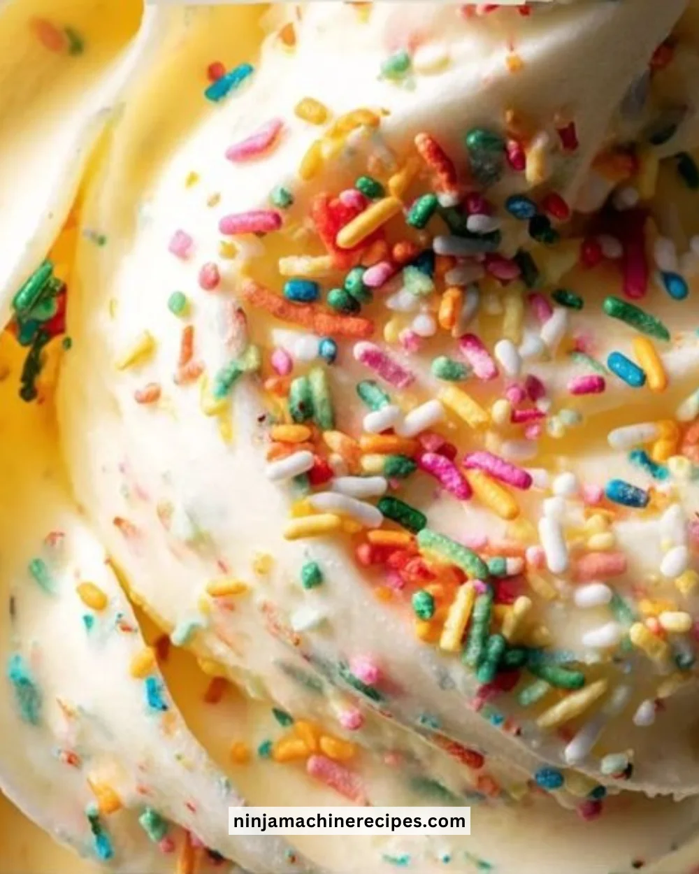 Delicious Ninja Creami cake batter ice cream served in a bowl