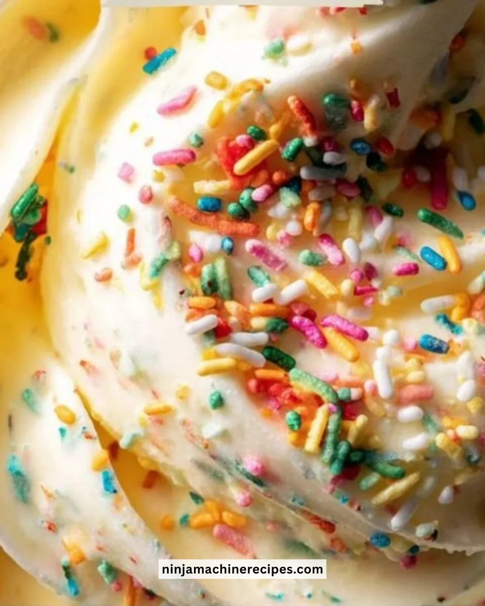 Delicious bowl of cake batter ice cream made with Ninja Creami.