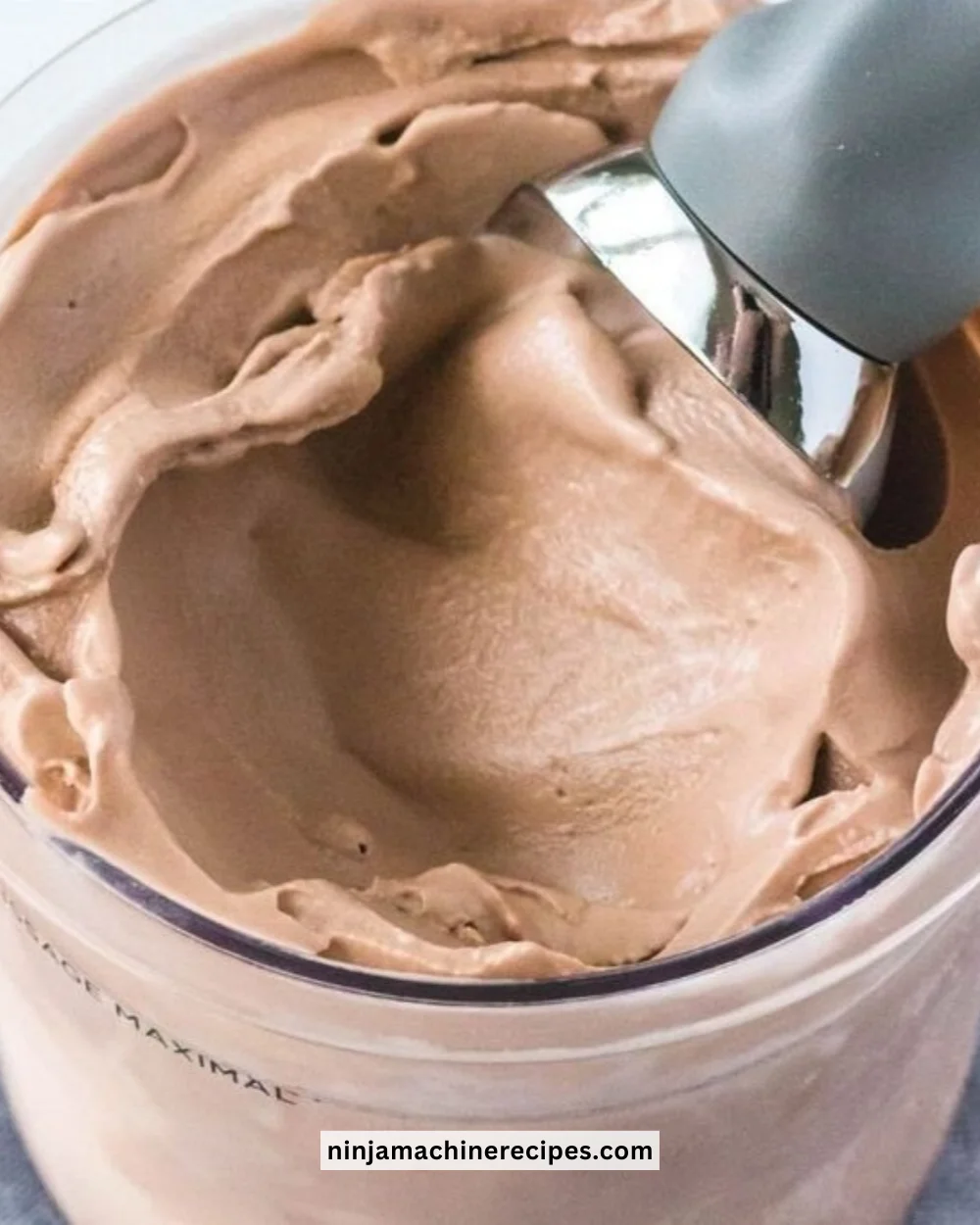 Bowl of Ninja Creami Frozen Hot Chocolate Ice Cream topped with whipped cream.