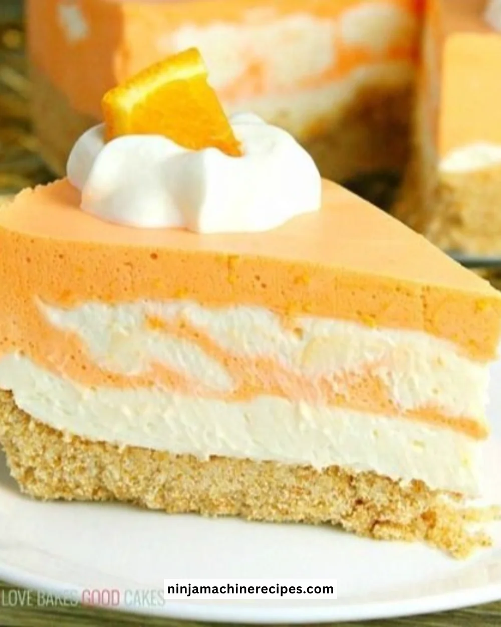 No-Bake Orange Creamsicle Cheesecake with a creamy orange topping