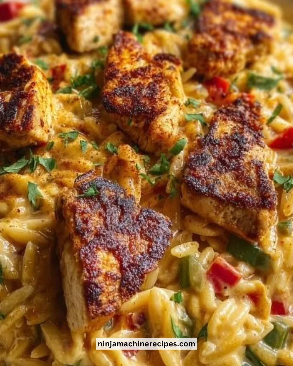 One Pot Cajun Chicken Alfredo with creamy sauce and spices