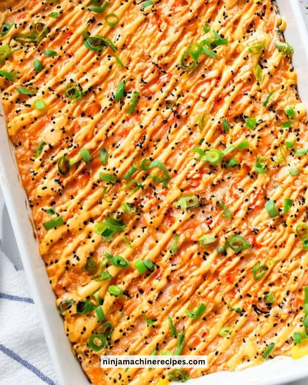 Delicious Salmon Sushi Bake with fresh ingredients and crunchy topping