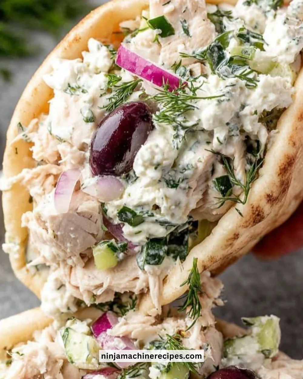 Delicious Tzatziki Chicken Salad with fresh vegetables and creamy dressing