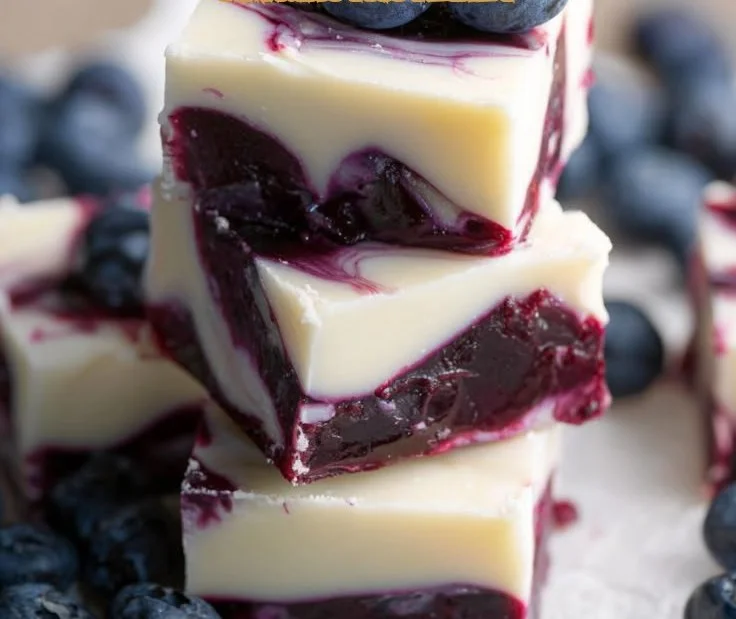 Delicious blueberry fudge with a vibrant color and rich texture.