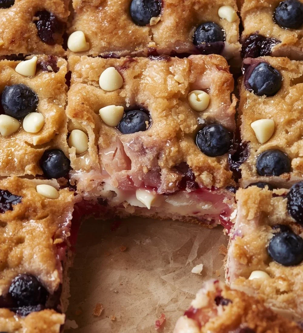 Blueberry White Chocolate Blondies