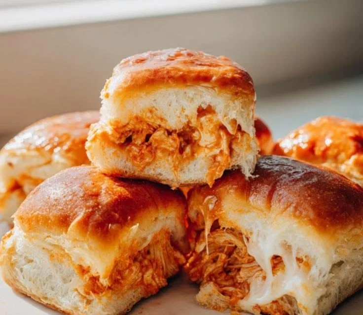 Buffalo Chicken Sliders served in a platter with garnishes