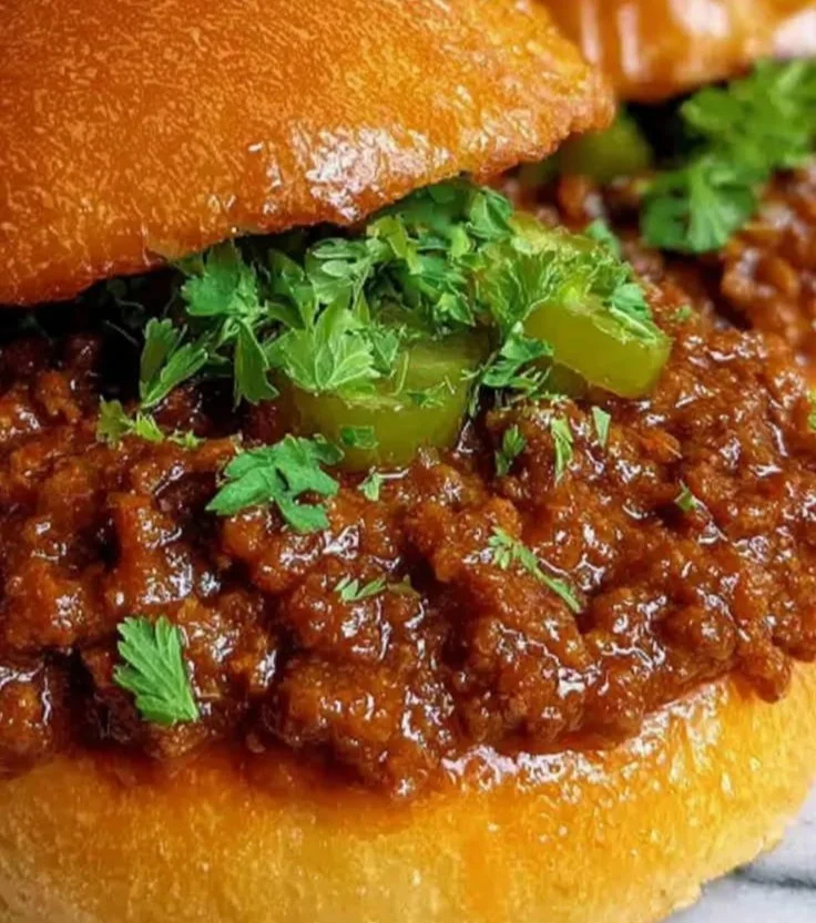 Cheesy sloppy joes served on a plate with toppings