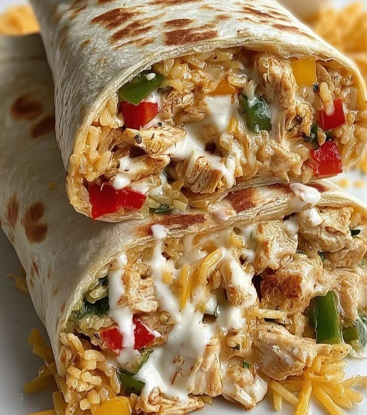 Delicious Chicken Bell Pepper Ranch Burritos ready to enjoy