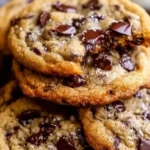 Freshly baked chocolate chip cookies on a cooling rack
