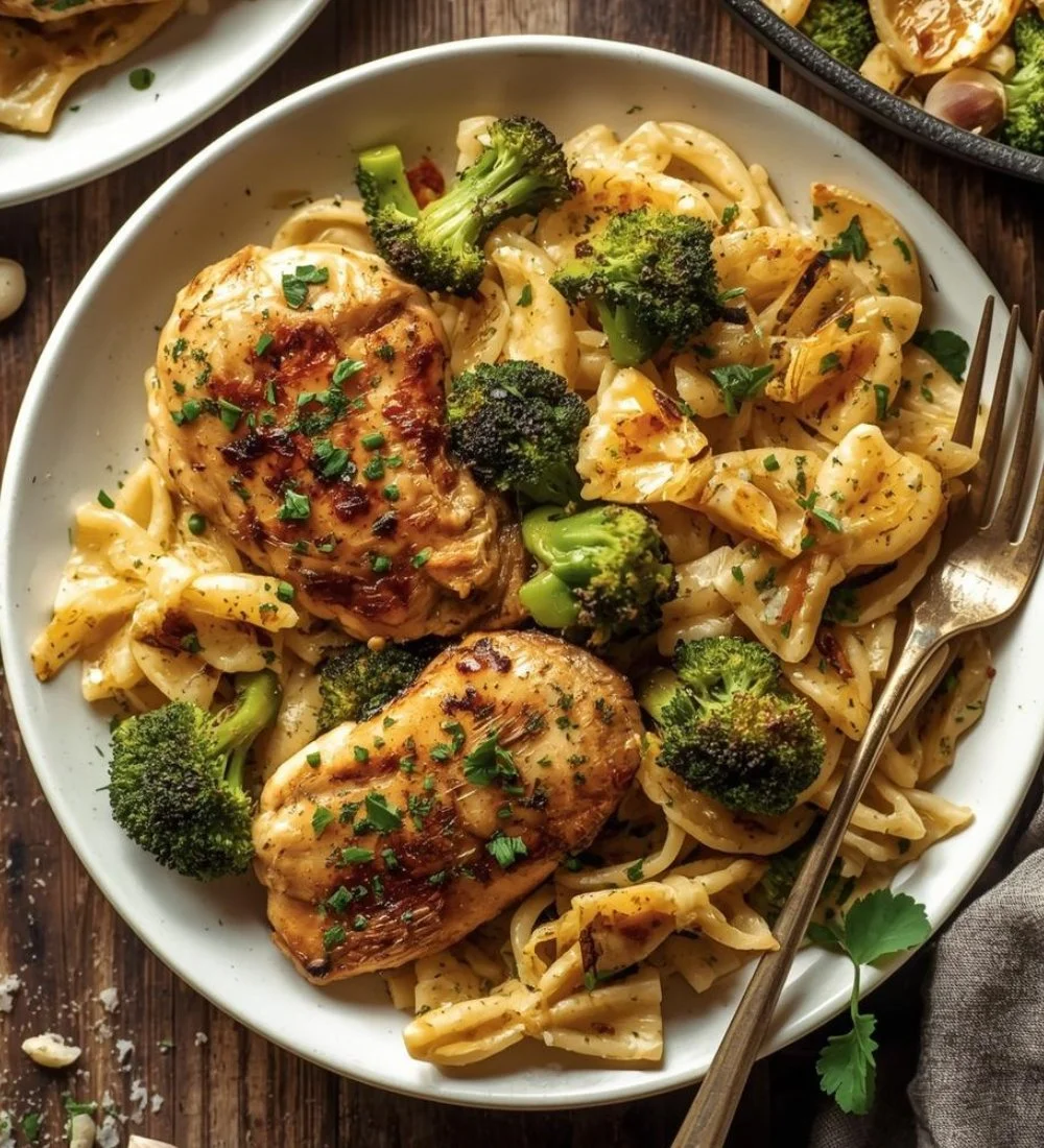 Cowboy Butter Lemon Bowtie Chicken with Broccoli