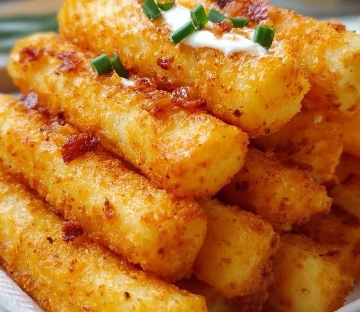 Crispy potato cheese sticks served with a dipping sauce