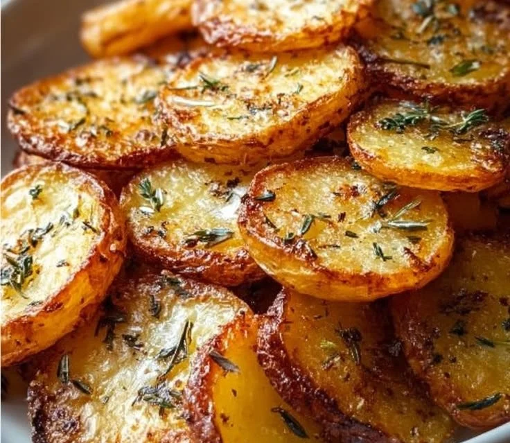 Crispy sliced potatoes arranged on a plate for a delicious snack