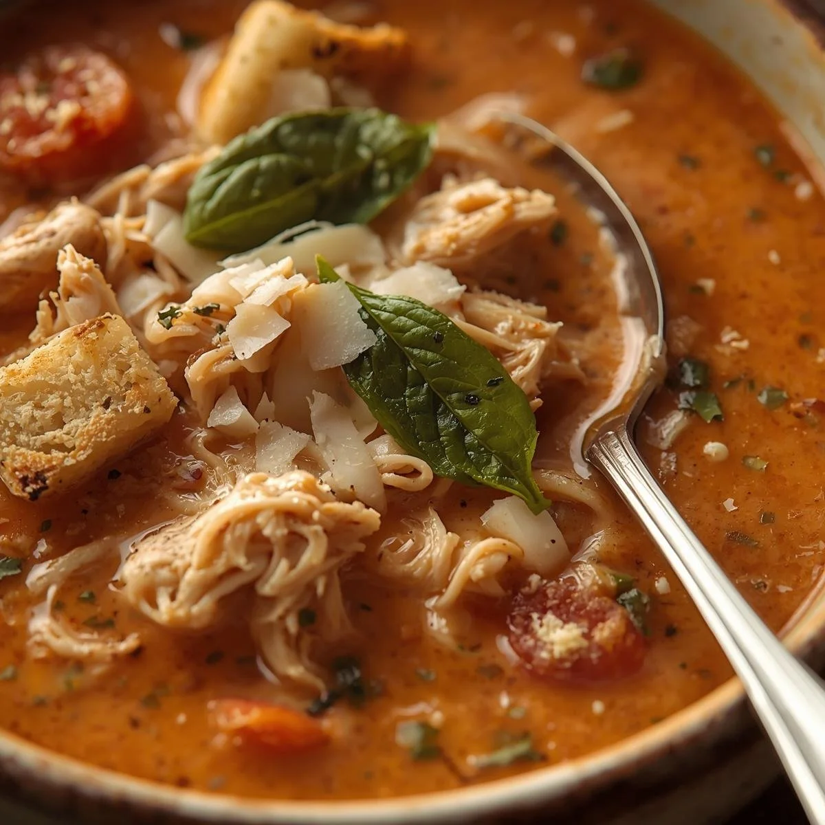 Crock Pot Creamy Chicken Parmesan Soup