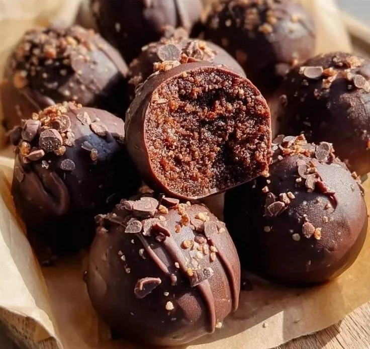 Decadent no-bake brownie protein bites made with healthy ingredients.