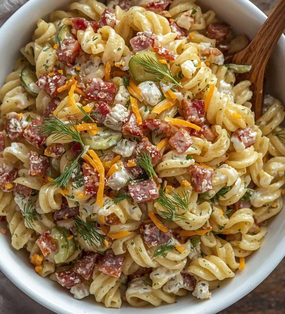 Dill Pickle Bacon Pasta Salad