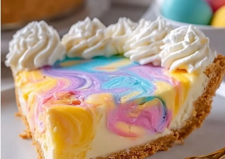 Easter Swirl Pie decorated with vibrant colors for the holiday celebration.