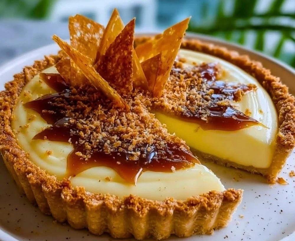 Eggnog Crème Tart with Caramel Shards