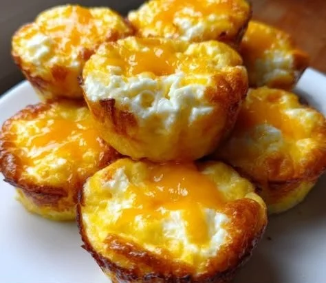 Fluffy high-protein egg bites in a white bowl, garnished with herbs.