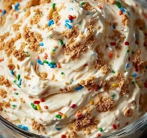 High Protein Dunkaroo Dip served in a colorful bowl with fruit dippers