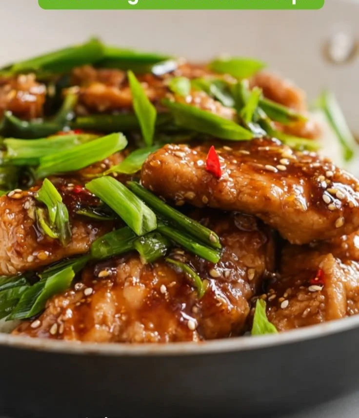 Delicious High Protein Mongolian Chicken dish with vibrant vegetables