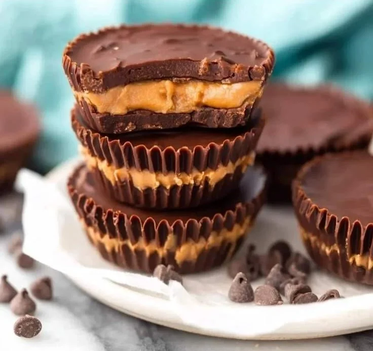 Delicious homemade peanut butter cups on a plate
