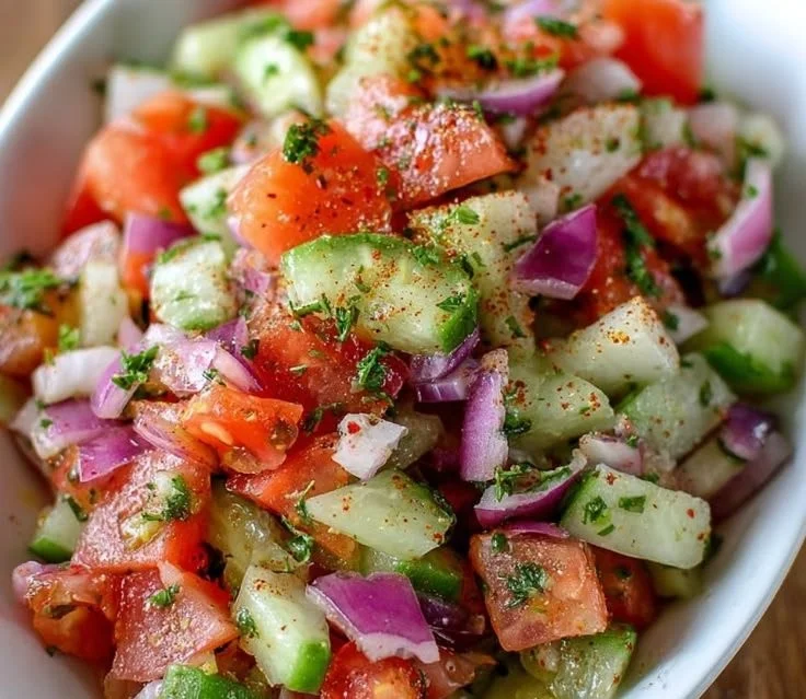 Fresh Kachumber Salad made with vegetables and spices