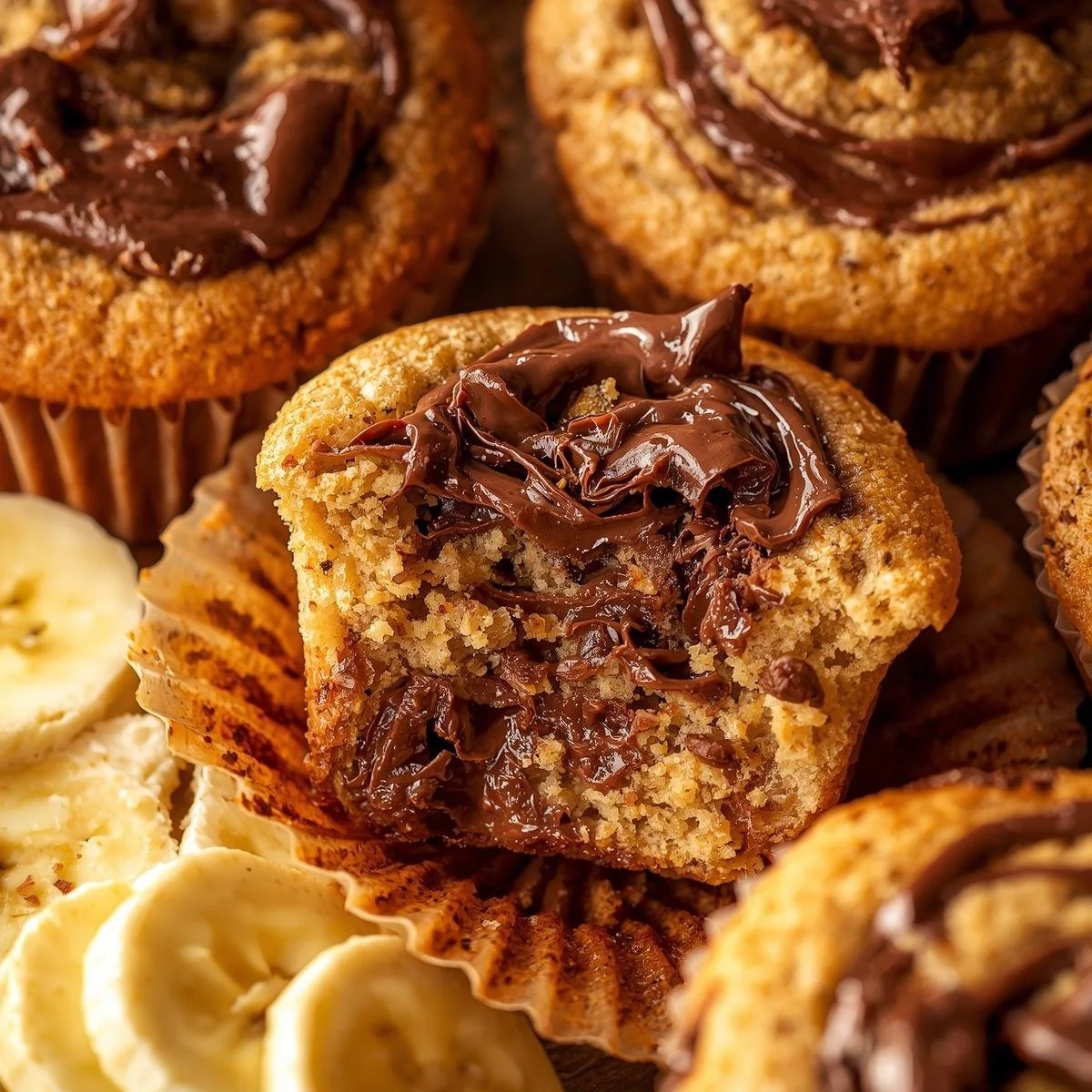 Delicious Nutella banana swirl muffins fresh out of the oven