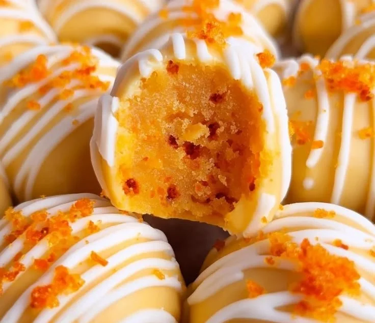 Homemade orange truffles made with chocolate and citrus flavors