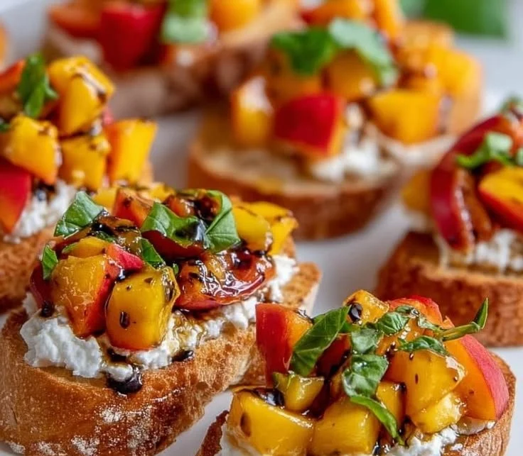 Peach Bruschetta with Whipped Ricotta