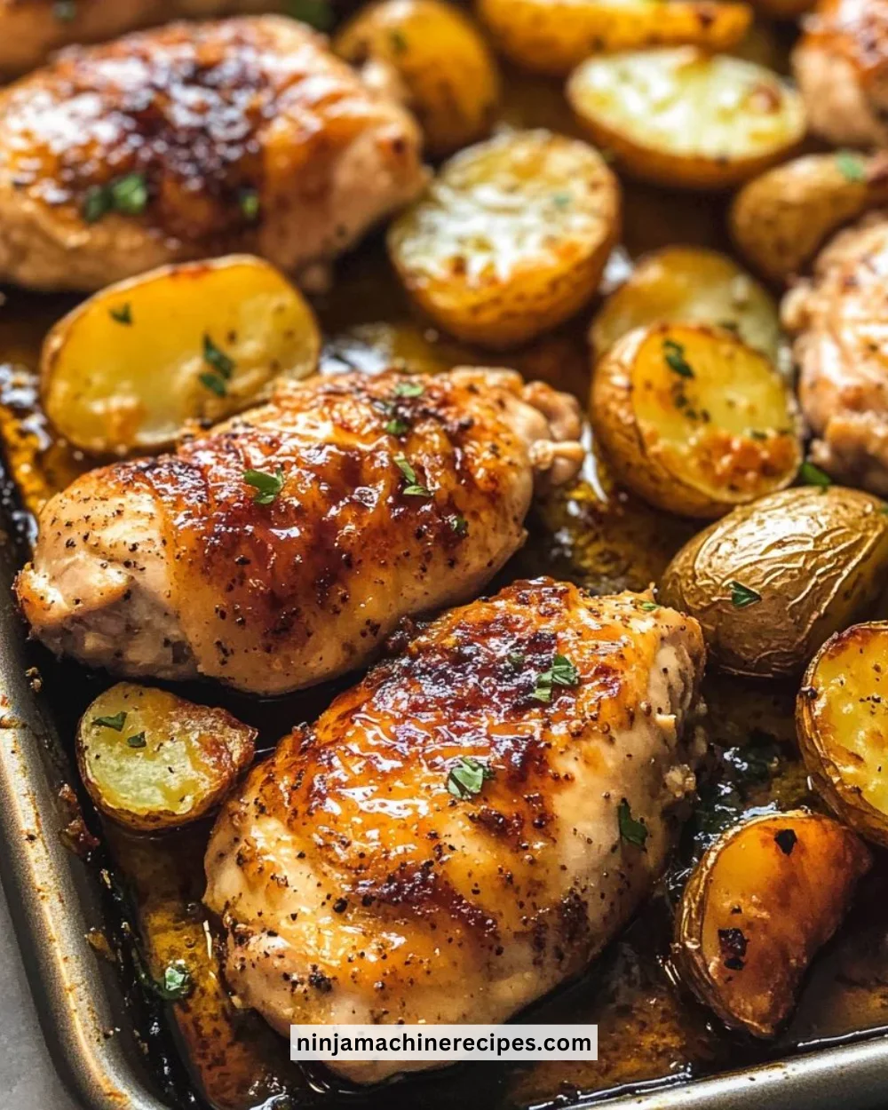 Sheet pan chicken and potatoes recipe with herbs and spices