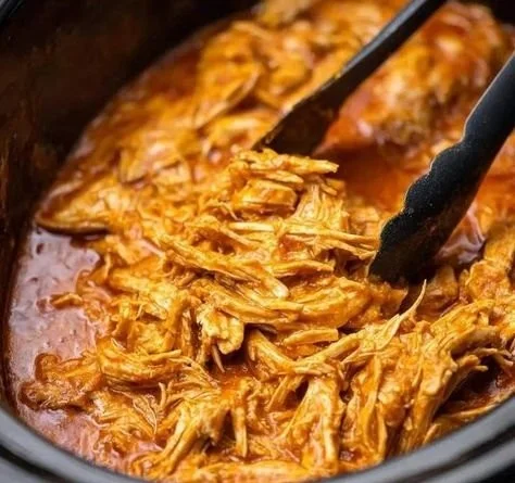 Delicious slow cooker buffalo chicken served in a bowl