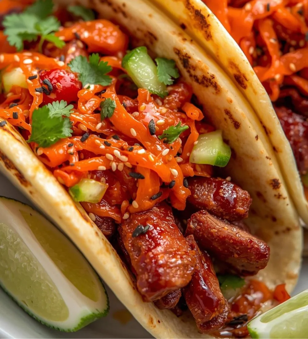 Spicy Korean BBQ Tacos with Fast Kimchi