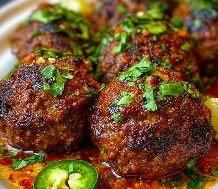Delicious spicy Mexican Donkey Balls served on a platter.