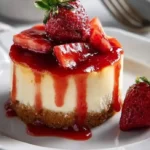 Delicious slice of homemade Strawberry Cheesecake on a plate