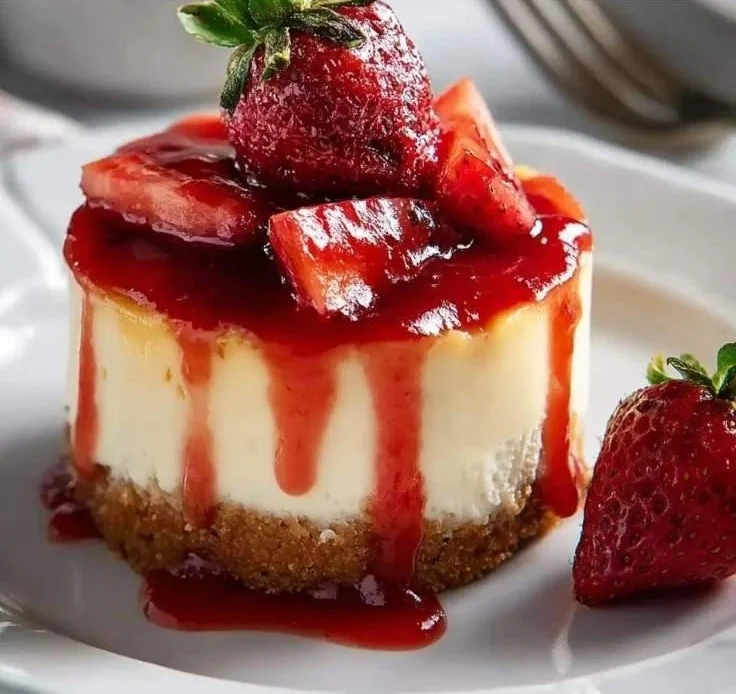 Delicious slice of homemade Strawberry Cheesecake on a plate