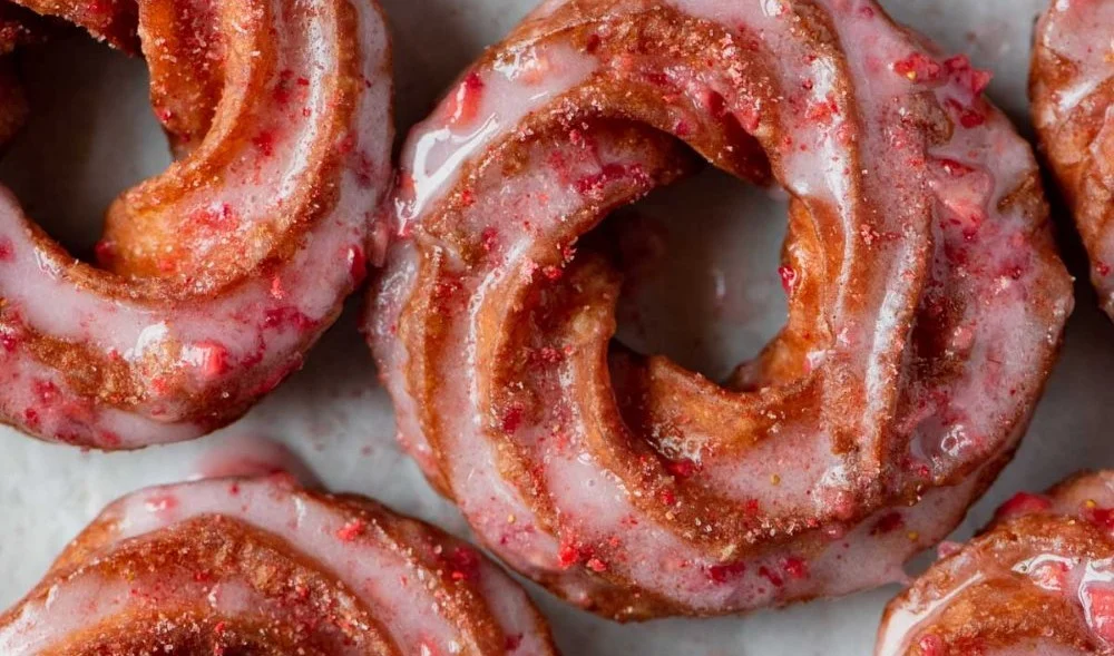 Strawberry Glazed French Crullers