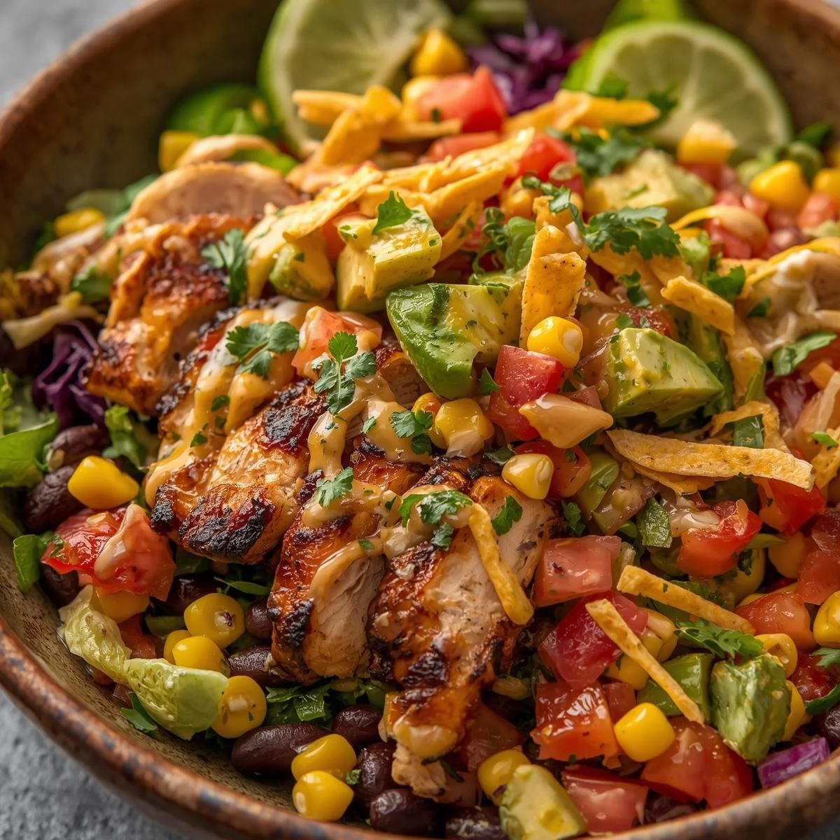Delicious Southwestern Chicken Salad with fresh ingredients and vibrant colors.