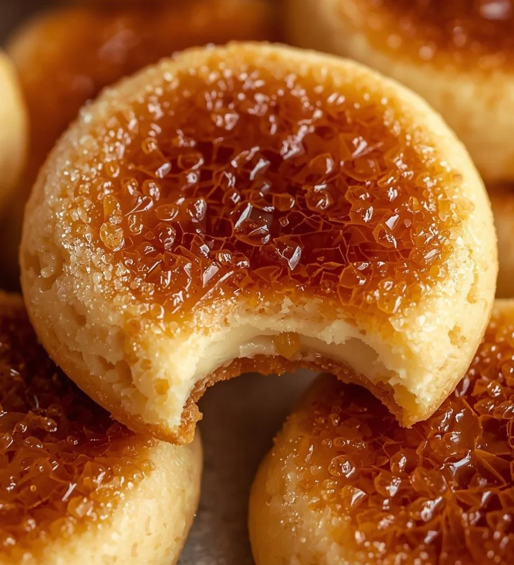 Delicious homemade Crème Brûlée Cookies with a crispy caramelized top