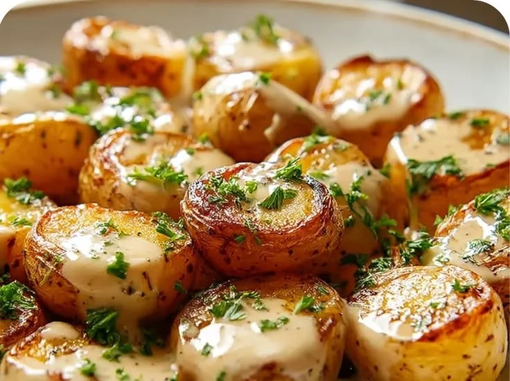 Baby Potatoes in Creamy Garlic Sauce