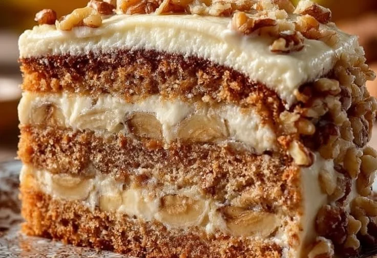 Banana Walnut Cream Cake