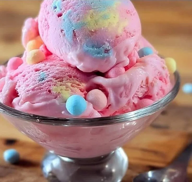 Delicious Bubblegum Ice Cream cone topped with colorful sprinkles