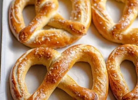 Homemade copycat mall pretzels served with cheese dip.