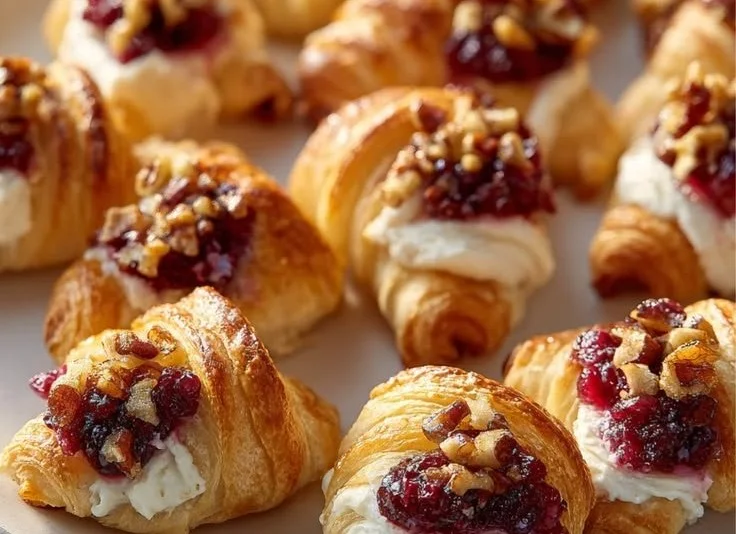 Delicious Cranberry Cream Cheese Crescent Bites on a white plate