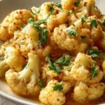 Creamy butter cauliflower dish garnished with herbs