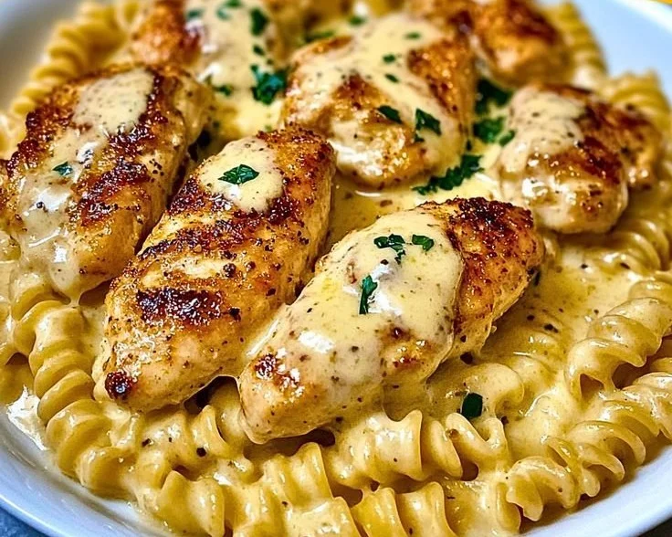 Creamy Garlic Parmesan Chicken served with herbs and spices