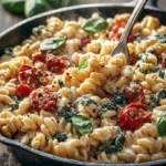 Creamy one-pot Boursin cheese pasta served in a bowl with herbs.